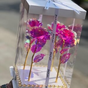 Caja Deluxe 4 Rosas Galaxia